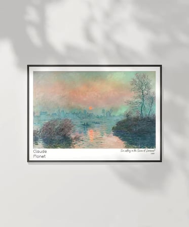 Çerçevesiz Poster Claude Monet Lavacourt'ta Seine Nehri'nde Gün Batımı