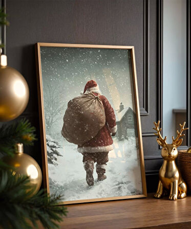 Çerçevesiz Poster Kar ve Noel Baba