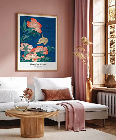 Çerçevesiz Poster Hokusai Şakayık ve Kanarya