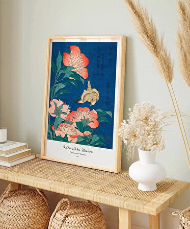 Çerçevesiz Poster Hokusai Şakayık ve Kanarya