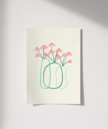 Çerçevesiz Poster Minimal Çiçek Vurgusu