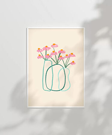 Çerçevesiz Poster Minimal Çiçek Vurgusu