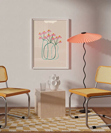 Çerçevesiz Poster Minimal Çiçek Vurgusu