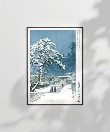 Çerçevesiz Poster Hasui Kawase Ikegami'deki Honmonji Tapınağı