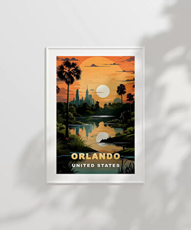 Çerçevesiz Poster Gölet Kenarında Gün Batımı