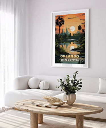 Çerçevesiz Poster Gölet Kenarında Gün Batımı