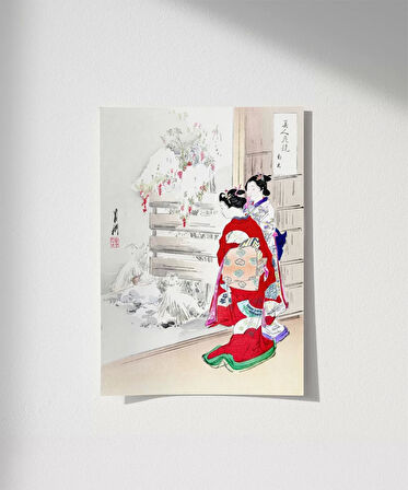 Çerçevesiz Poster Kimono ve Kar
