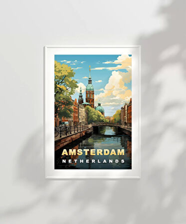 Çerçevesiz Poster Amsterdam’ın İkonik Kanalları