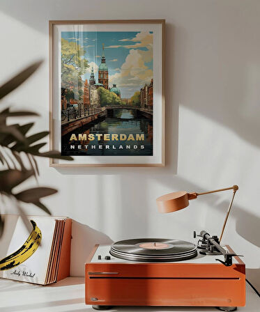 Çerçevesiz Poster Amsterdam’ın İkonik Kanalları