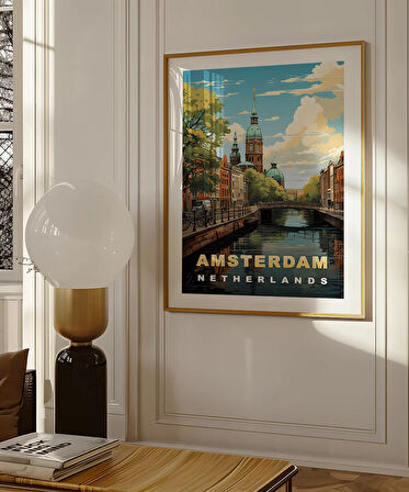 Çerçevesiz Poster Amsterdam’ın İkonik Kanalları