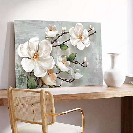 Beyaz Çiçekler Kanvas Tablo