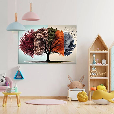 Dört Mevsim Ağacı Kanvas Tablo