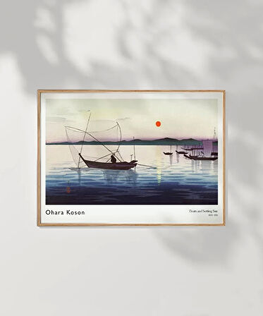 Çerçevesiz Poster Ohara Koson Tekneler ve Batan Güneş