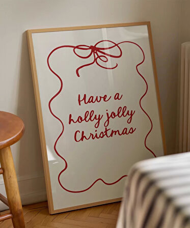 Çerçevesiz Poster Holly Jolly Christmas Mesajı