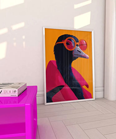 Çerçevesiz Poster Neon Şıklığı Devekuşu