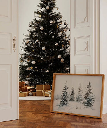 Çerçevesiz Poster Çamın Işığında Kar