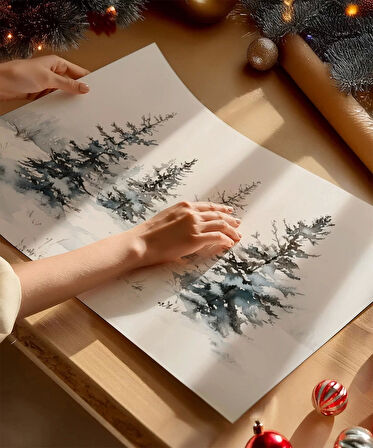 Çerçevesiz Poster Çamın Işığında Kar