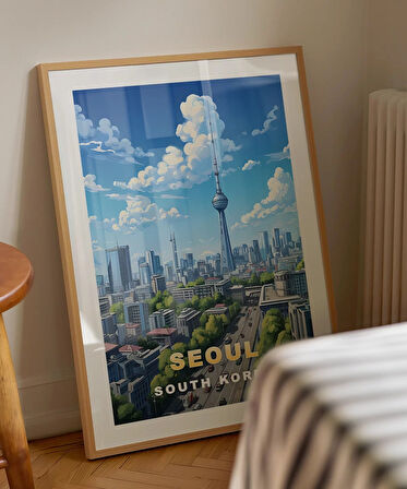 Çerçevesiz Poster Seul'un Modern Silueti