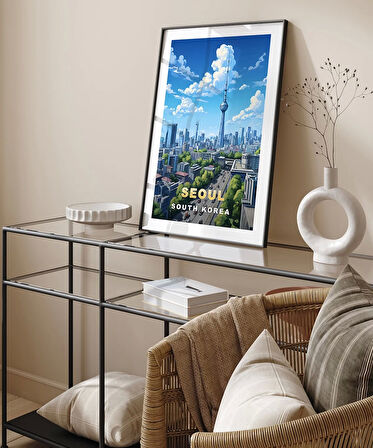Çerçevesiz Poster Seul'un Modern Silueti