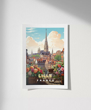 Çerçevesiz Poster Lille Tarihi ve Çiçek Bahçesi Sanat