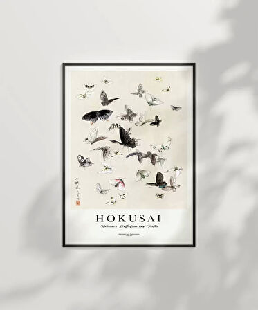 Çerçevesiz Poster Hokusai Hokusai'nin Kelebekleri ve Güveleri