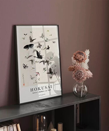 Çerçevesiz Poster Hokusai Hokusai'nin Kelebekleri ve Güveleri
