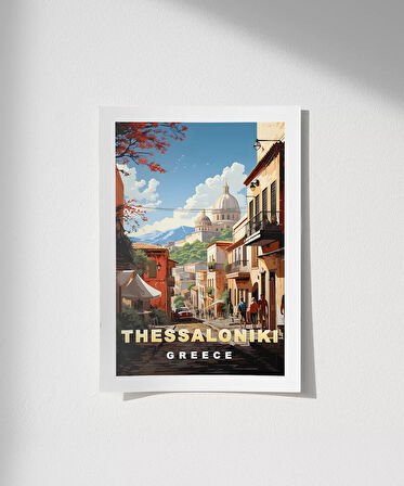 Çerçevesiz Poster Thessaloniki Tarihi Sokak Manzarası
