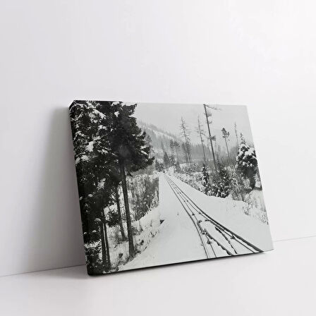 Kış Tren Yolu Kanvas Tablo