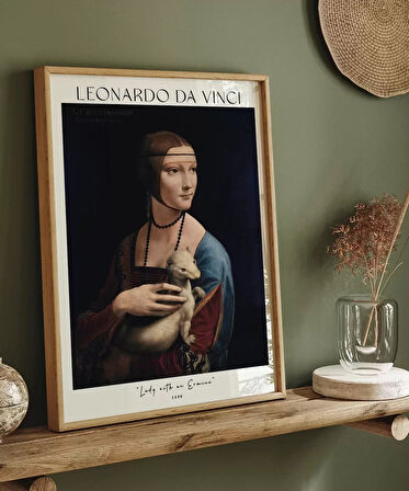 Çerçevesiz Poster Leonardo Da Vinci Kakımlı Kadın