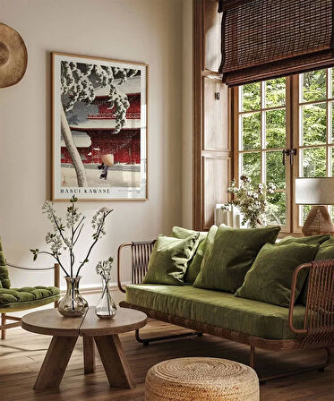 Çerçevesiz Poster Hasui Kawase Shiba'daki Het Zojo Heiligdom