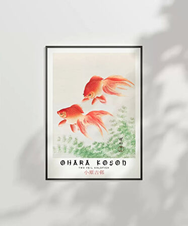 Çerçevesiz Poster Ohara Koson İki Japon Balığı