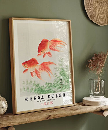 Çerçevesiz Poster Ohara Koson İki Japon Balığı