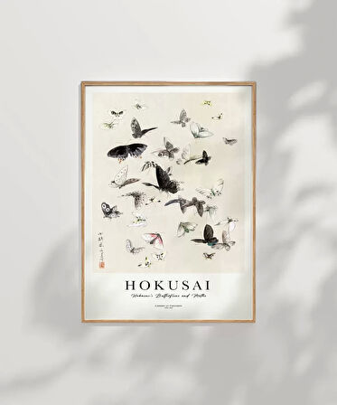 Çerçevesiz Poster Hokusai Hokusai'nin Kelebekleri ve Güveleri