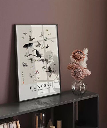 Çerçevesiz Poster Hokusai Hokusai'nin Kelebekleri ve Güveleri