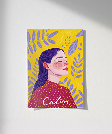 Çerçevesiz Poster Sarı Zeminli Meditasyon