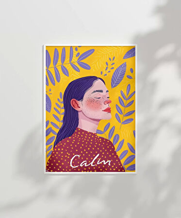Çerçevesiz Poster Sarı Zeminli Meditasyon