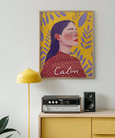 Çerçevesiz Poster Sarı Zeminli Meditasyon