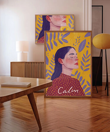 Çerçevesiz Poster Sarı Zeminli Meditasyon