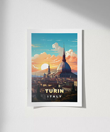 Çerçevesiz Poster Turin Gün Batımı Manzarası