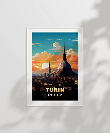 Çerçevesiz Poster Turin Gün Batımı Manzarası