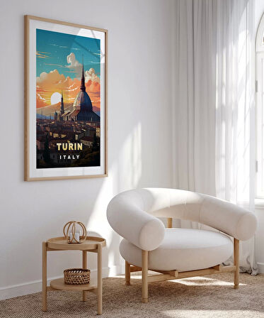 Çerçevesiz Poster Turin Gün Batımı Manzarası