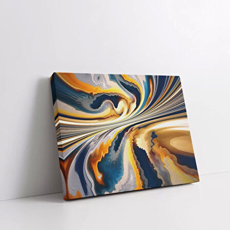 Mavi Altın Dokunuş Kanvas Tablo