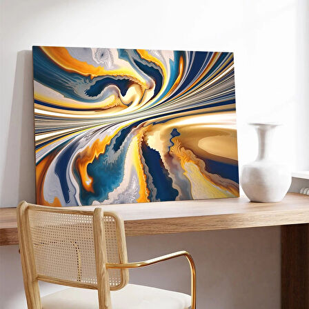 Mavi Altın Dokunuş Kanvas Tablo