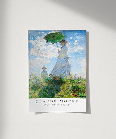 Çerçevesiz Poster Claude Monet Şemsiyeli Kadın (2)