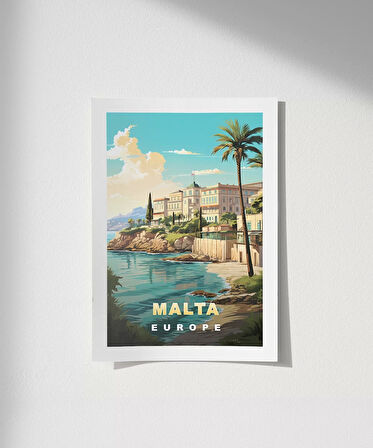 Çerçevesiz Poster Malta Sahil Manzarası ve Akdeniz Huzuru