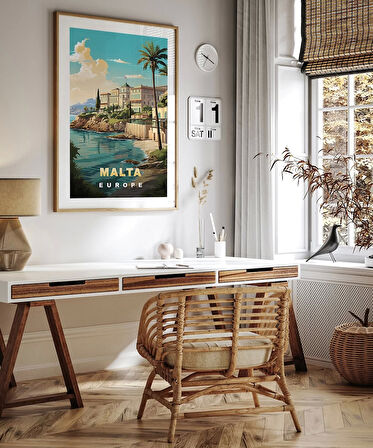 Çerçevesiz Poster Malta Sahil Manzarası ve Akdeniz Huzuru
