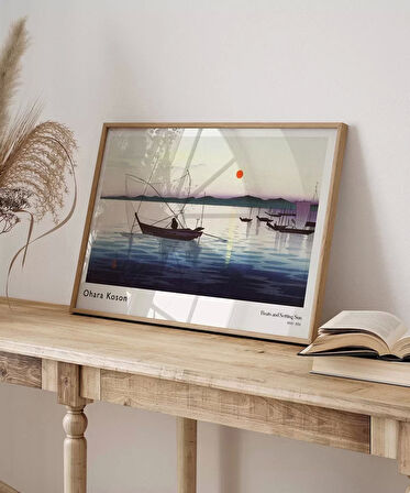 Çerçevesiz Poster Ohara Koson Tekneler ve Batan Güneş