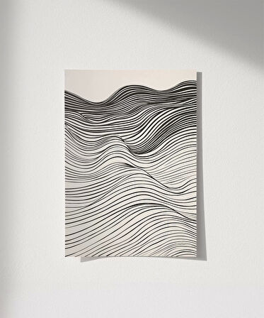 Çerçevesiz Poster Dalgalı Çizgiler Soyut Sanat