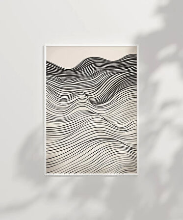 Çerçevesiz Poster Dalgalı Çizgiler Soyut Sanat