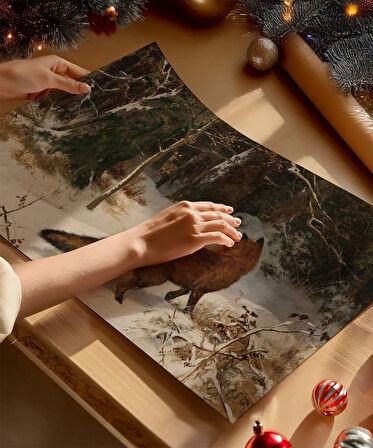 Çerçevesiz Poster Karla Dans Eden Tilki